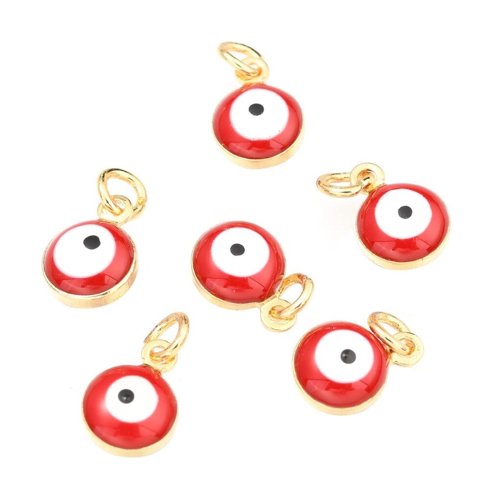 5437 50pcs Evil Eye Charms Alloy Enamel Real 18K Gold Plated Charms Lucky